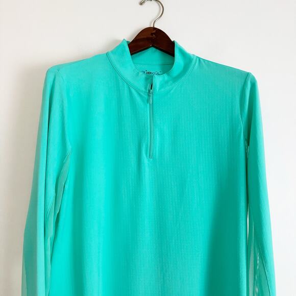 IBKUL Mock Neck Half Zip Long Sleeve Top Jade XL - Picture 4 of 10